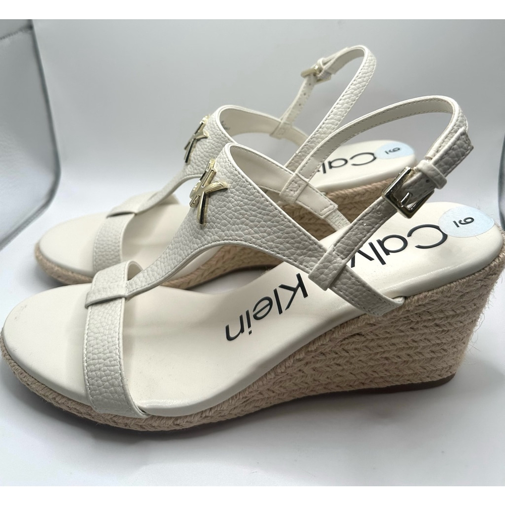 Calvin Klein Women's White Wedge Sandals